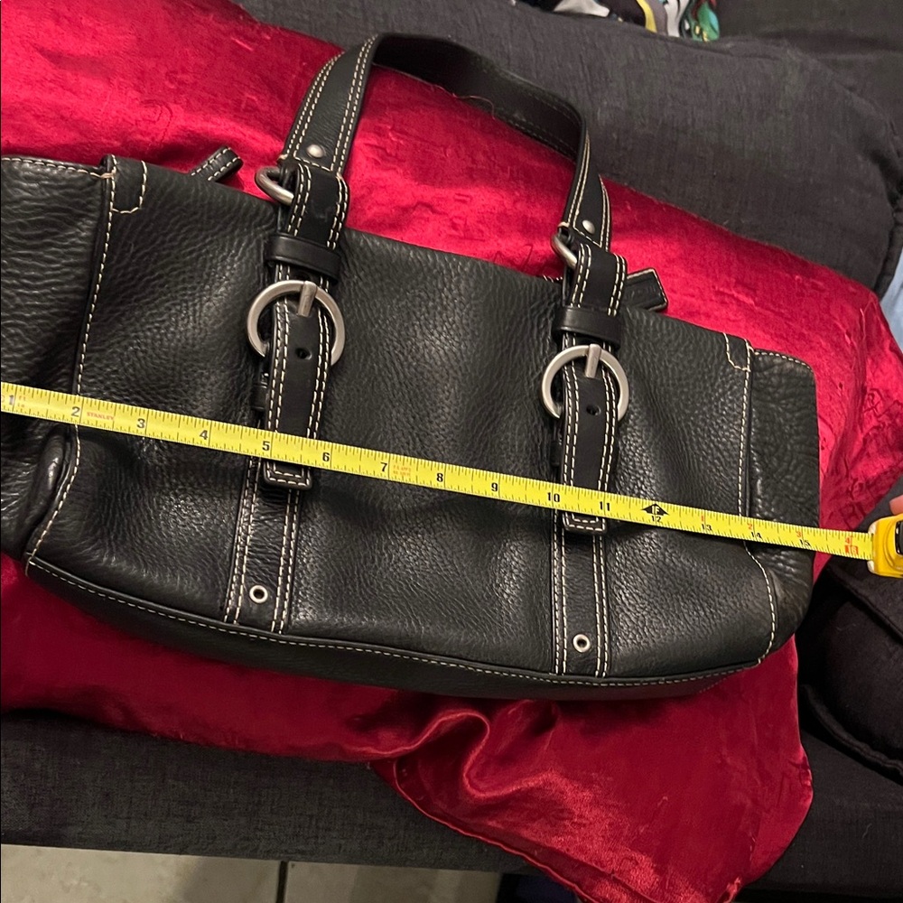 Coach Black Leather Shoulder Bag with Buckle Rings - Picture 15 of 16